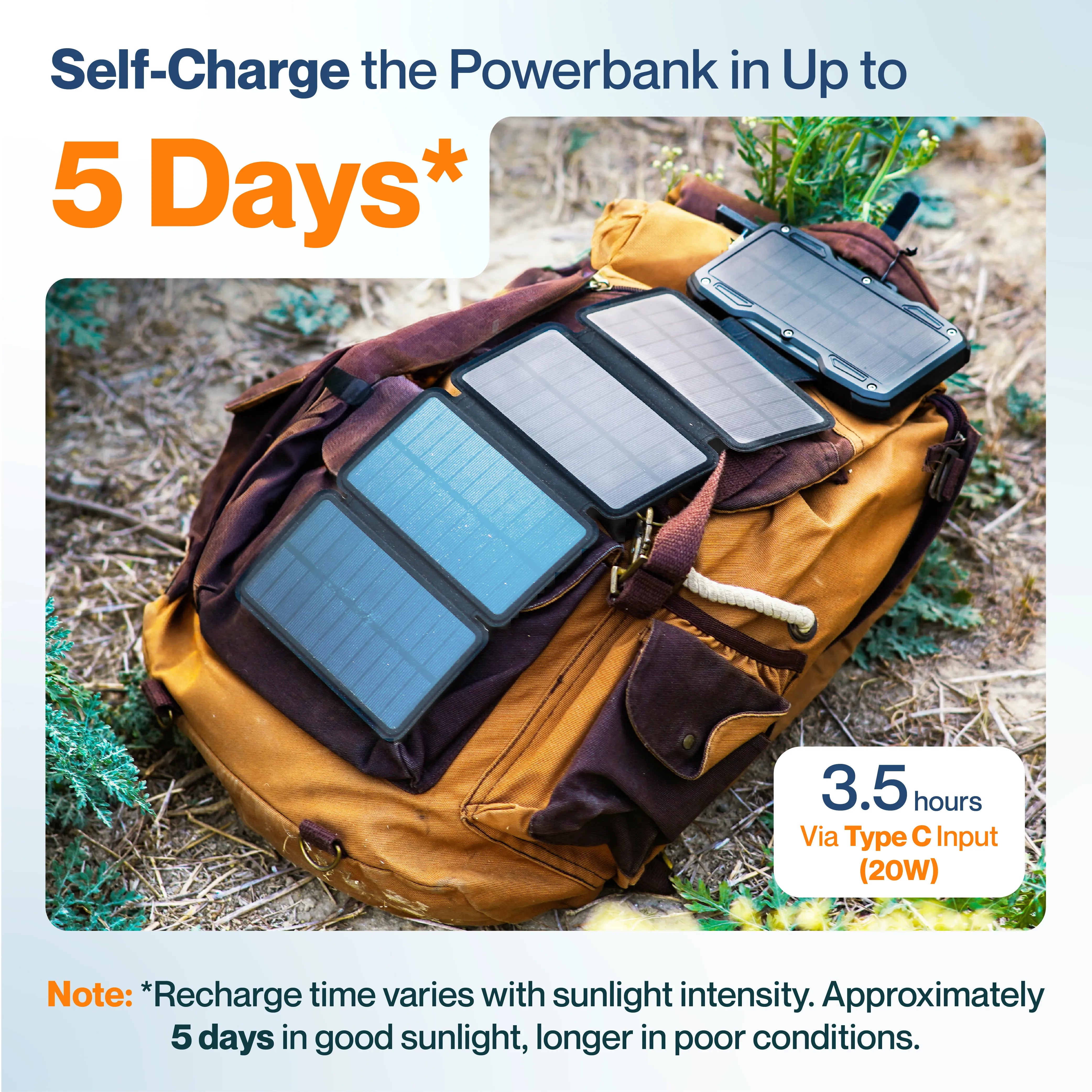 Solar 10K power bank with LED torch light – Ambrane India